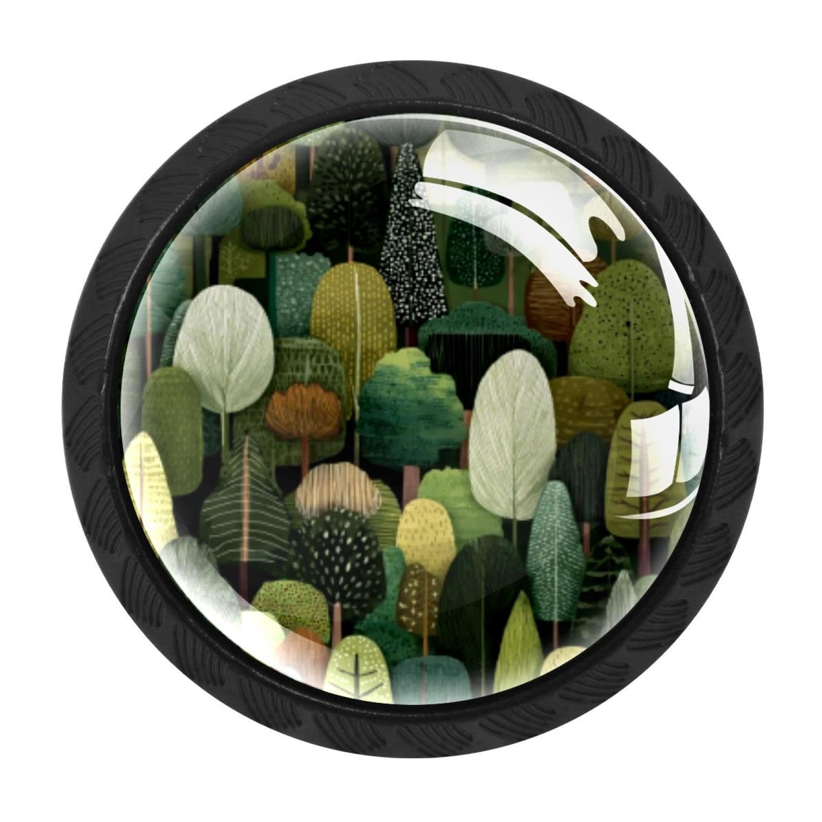 Chenzzzz Multicolored 09 Green Woodland Forest Earth Tones Retro Drawer Knobs 4 Pack Crystal Dresser Knobs 35Mm Glass Cabinet Knobs For Home Office Bathroom