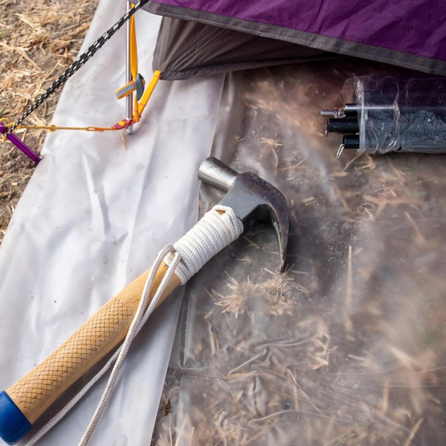 Outdoor Tent Stakes 25cm Metal Ground Stakes with Glow Ring 8pcs Steel Camping Ground Anchors for Beach Canopy Hiking Shelter with Storage Bag