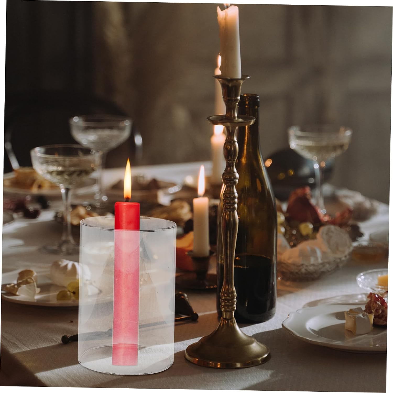 MAGICLULU Glass LED Candle Shade Elegant Romantic Decor for Weddings Events Home Protective Candle Cover with Windproof Function for DIY Floral Arrangements