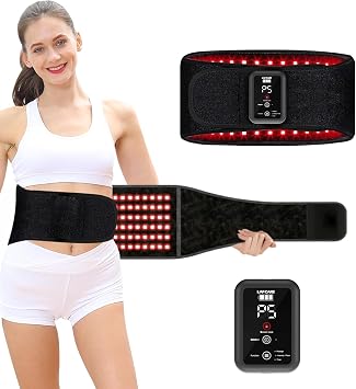 Red Light Belt for Back & Abdomen, Cordless Infrared Light Wrap with Pulse/Vibration Massage & Timer, Relaxing Waist Wrap for Daily Wellness, Gift for Family