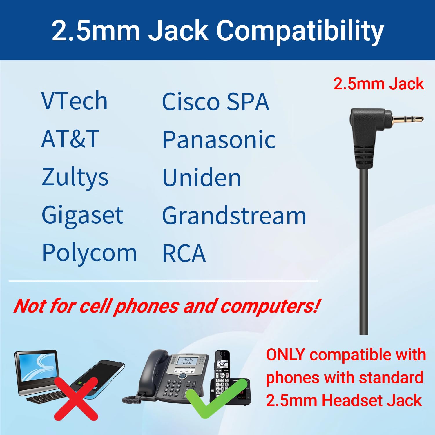 2.5mm to QD Adapter Cable for Plantronics Quick Disconnect Headsets image 2