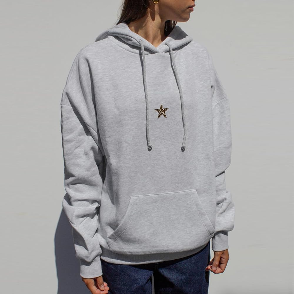 Felpa Con Cappuccio Donna Ricamo Floreale Oceano – Oversize Y2K, Manica Lunga Con Tasca, Felpa Ragazza