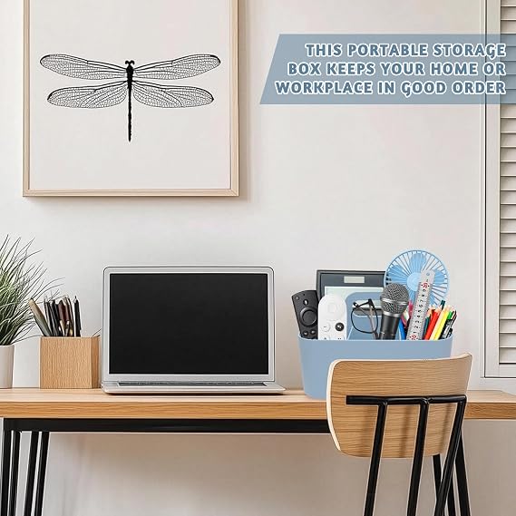 Multipurpose Caddy Organizer with Handle, Versatile Stationary Organizer, Stackable Cleaning Caddy for Office, Bathroom & Crafts, Durable Desk Storage for Pens & Supplies, Blue