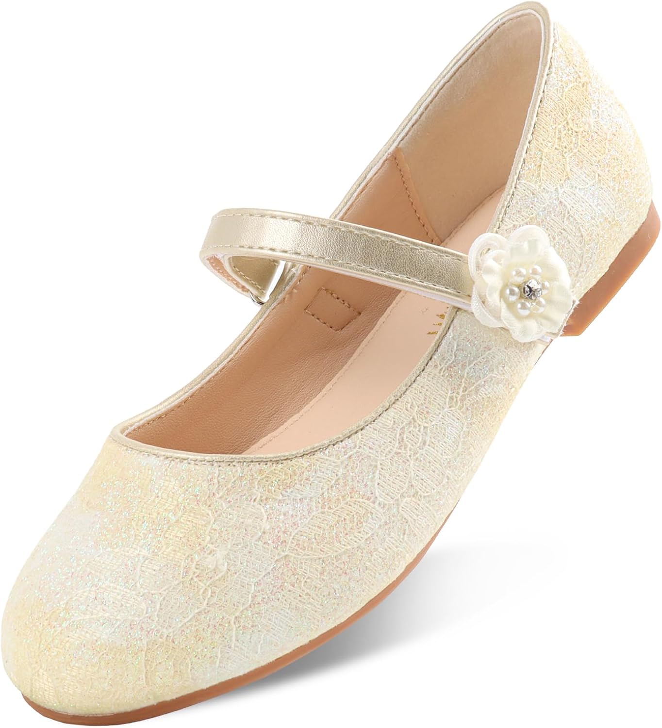 Girls Dress Shoes Mary Jane Flats for Toddler and Little Kid Flower Girl Wedding Party Formal with Strap
