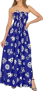 Women's Halloween Beach Pirate Evening Party Caribbean Pirate Maxi Smocked Dress Tube Top Dresses for Women