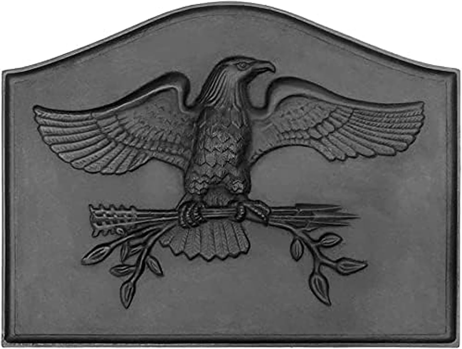 American Eagle Cast Iron Fireback Fireplace Back Plate for Heat Protection & Efficiency Decorative Eagle Design with Durable Matte Black Finish