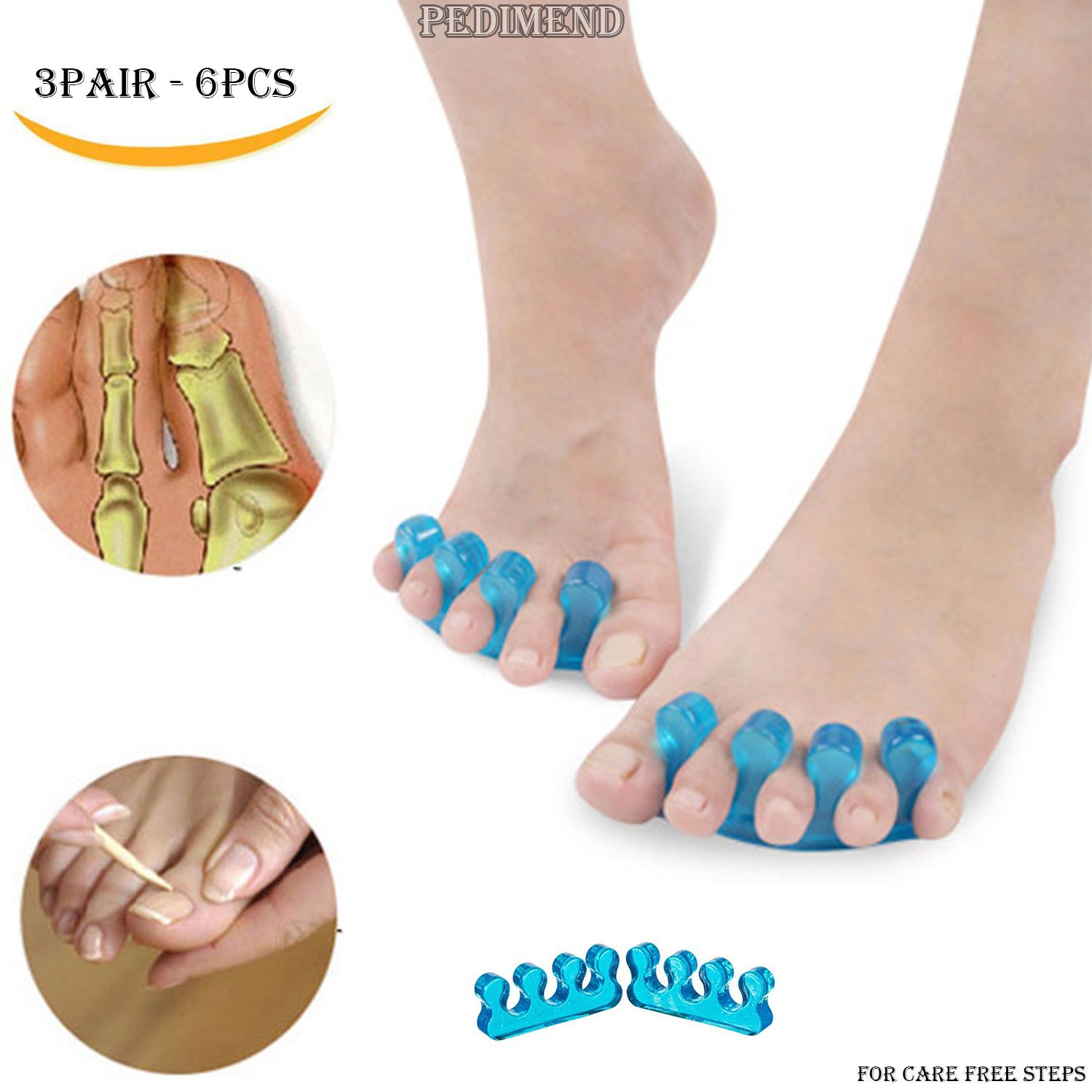 Pedimend Zehenspreizer für Ballenzehen, reduziert das Risiko von Ballenzehen/Hammerzehen/Plantarfasziitis, 6 Stück