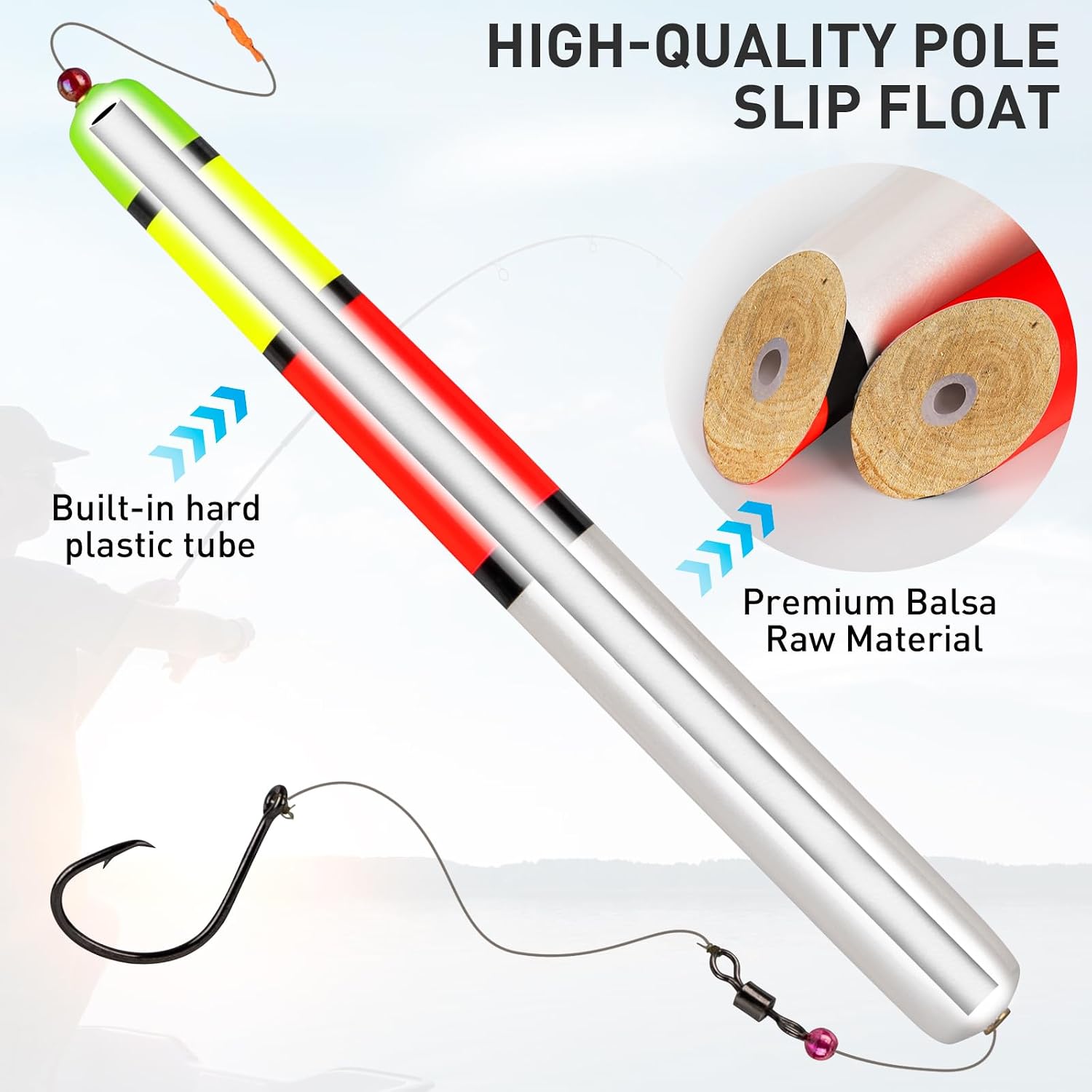 QualyQualy Catfish Pole Floats, 3-Pack, Weighted Balsa, LED Optional, photo 2 of 7