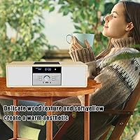 Vista 8 de Bluetooth Stereo System for Home with CD Player, Vintage Wooden Hi-Fi Music System with Bluetooth, FM Radio, AUX & USB Input, Remote Control