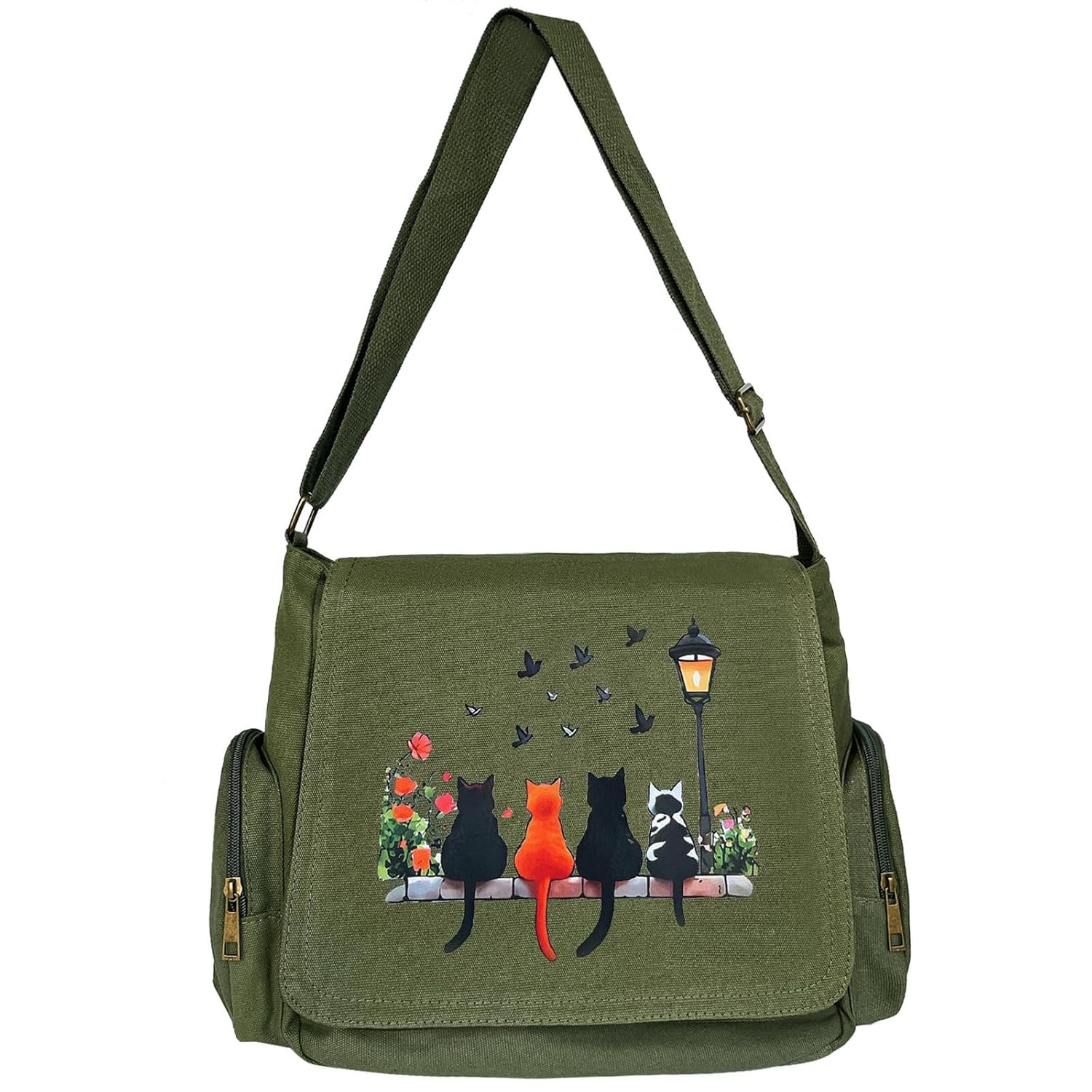 VODIU Personalized Pattern Messenger Bag Cute Canvas Crossbody Bags for Women Men Shoulder Handbags Hobo Purses with Pockets