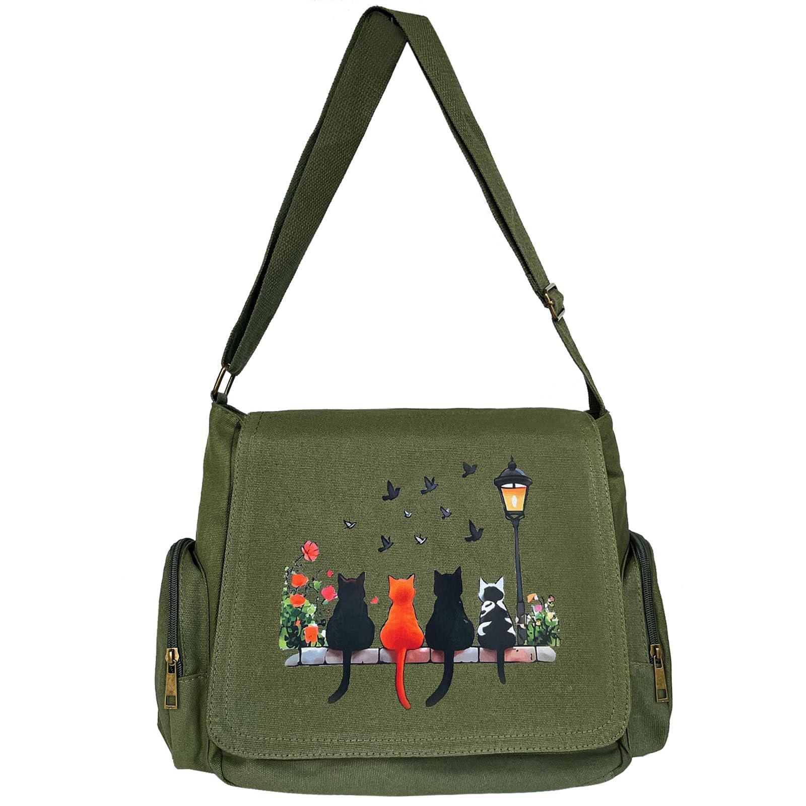 VODIU Personalized Pattern Messenger Bag Cute Canvas Crossbody Bags for Women Men Shoulder Handbags Hobo Purses with Pockets