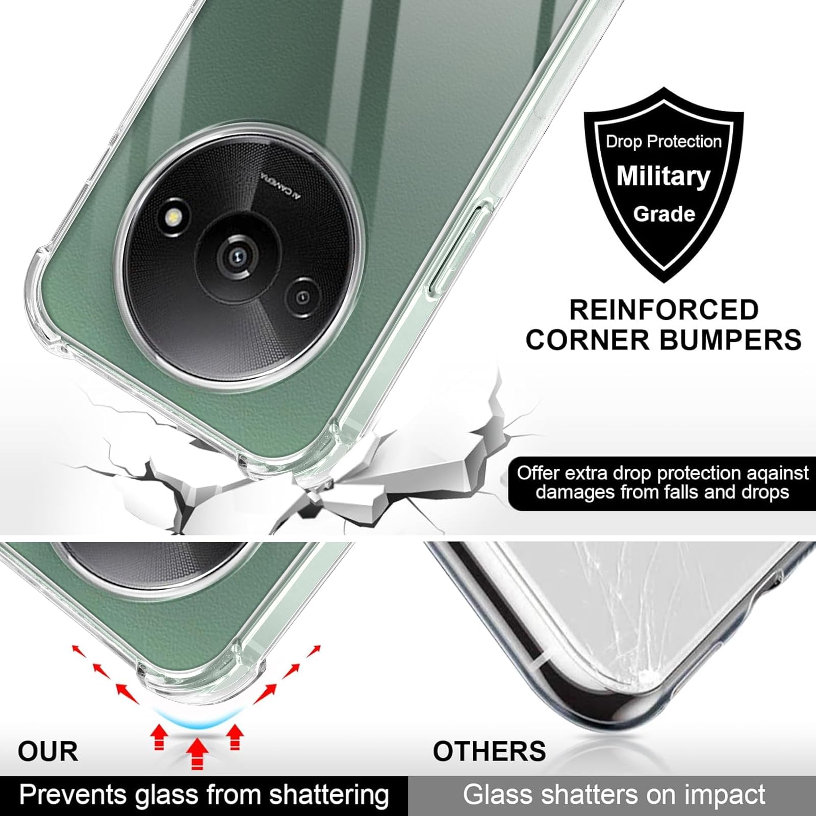 Coiwxmoi Cover per Xiaomi Redmi A3/Redmi A3X con Cordino 6.71,Trasparente Custodia con Laccio Tracolla Corda Catena Cinghia,Ultra Morbido Silicone TPU Antiurto, Viola