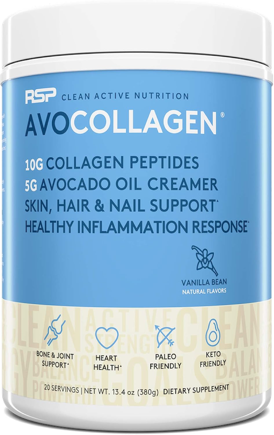 RSP NUTRITION Hydrolyzed Collagen Peptides, Keto Collagen Powder and Healthy Fats, Gluten Free and Keto Friendly, 20 Servings (Vanilla)