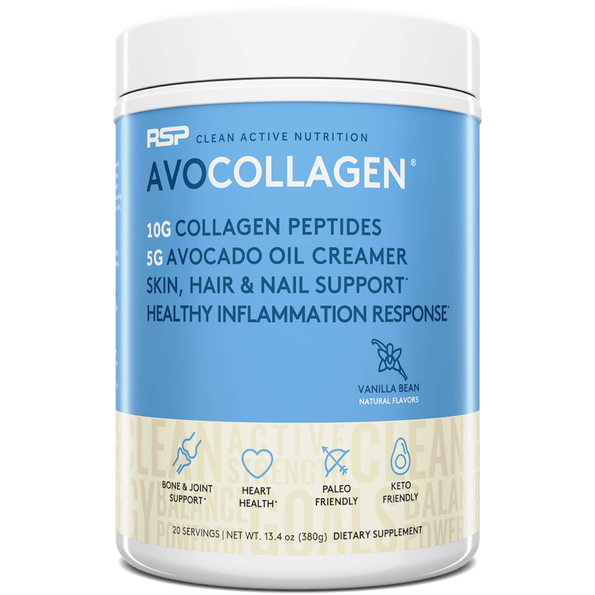 RSP NUTRITION Hydrolyzed Collagen Peptides, Keto Collagen Powder and Healthy Fats, Gluten Free and Keto Friendly, 20 Servings (Vanilla)