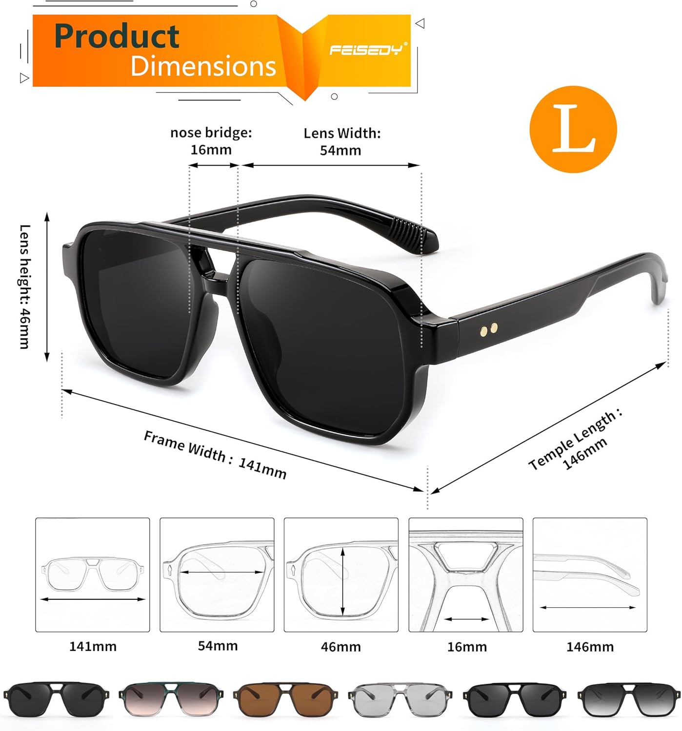 FEISEDY Retro Square Aviator Sunglasses Women Men, 70s Small Vintage Rectangle UV400 Sun Glasses B9120 - Image 5