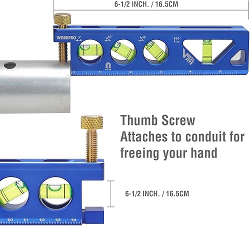 Miniatura 2 de WORKPRO Nivel de torpedo, magnético, Verti. Site de 4 viales para doblado de conductos, construcción de aleación de aluminio, 6-12 pulgadas