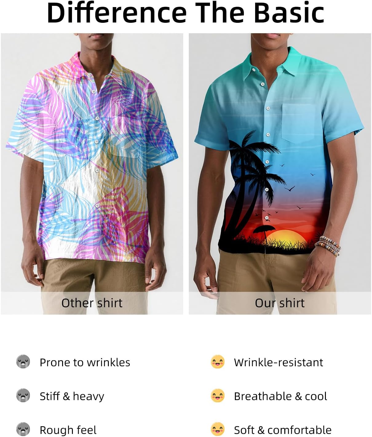 Mens Hawaiian Shirt for Men Short Sleeve Beach Summer Button Down Casual Top with Pocket Tropical Floral Cruise Aloha Shirt