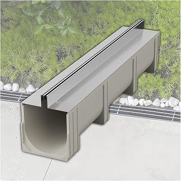 Linear Trench Drain System with Stainless Steel Grate, Sturdy Floor Drain and Channel Drain for Driveways, Wide Application100x15x10cm/39.4x5.9x3.9in