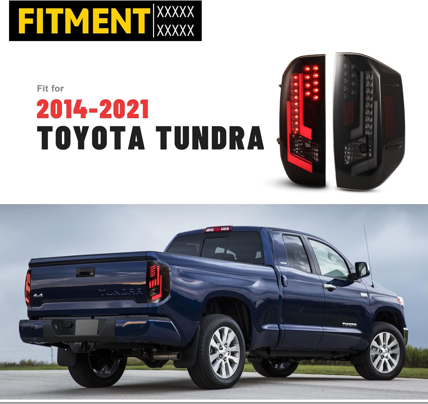 LED DRL Tail Lights for Toyota Tundra 2014-2021, Tail Lamps with LED Turn Signal/Brake Light Rear Back Lights Assembly Replacement Kits for Tundra Pickup