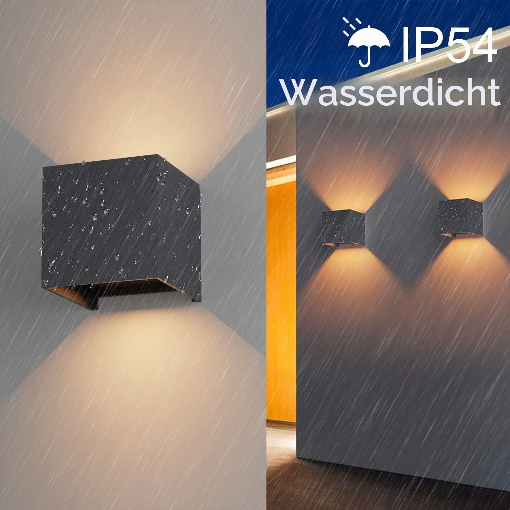 Klighten 2PCS Wandleuchte mit Austauschbarer G9 LED Birne 3000K, Anthrazit | Wasserdicht IP54, Wandlampe Innen/Aussen, Up Down Design, Aluminium Aussenlampe für Garten, Wohnzimmer
