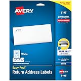 Avery Printable Return Address Labels, Sure Feed Technology, 2/3" x 1-3/4", White, 1,500 Blank Mailing Labels (08195) – view 1