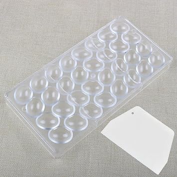 32 Grid Chocolate Candy Mold PC Polycarbonate Chocolate Making Mould with Scraper Oval Egg Shape