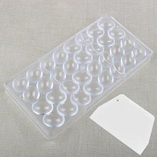 32 Grid Chocolate Candy Mold PC Polycarbonate Chocolate Making Mould with Scraper (Oval Egg Shape)