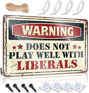 Vintage Alcohol Signs Warning Does Not Play Well With Liberals Sign Tequila Tin Sign Outdoor Pool Decor (Size : 20X30CM)