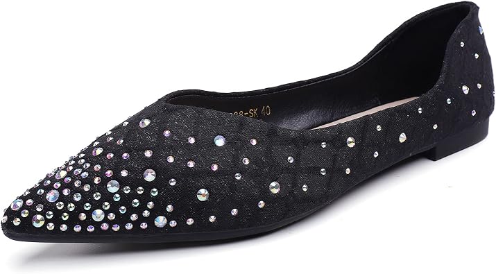 Amazon.com: LiupanUp Zapatos planos de ballet puntiagudos para mujer, con  diamantes de imitación brillantes, cómodos, antideslizantes, zapatos planos  para bodas, novias, fiestas, vestidos planos para mujeres : Ropa, Zapatos y  Joyería