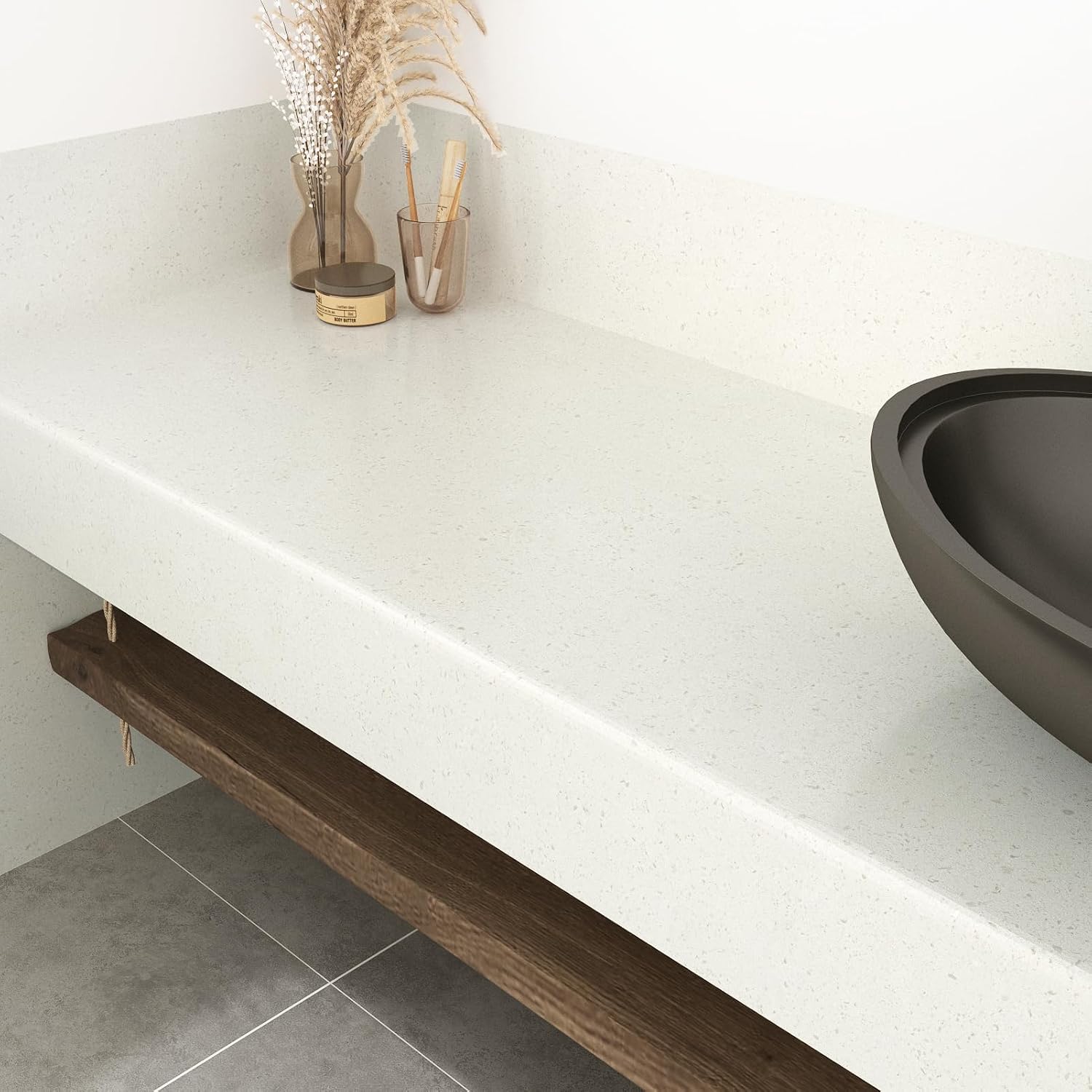 Matte Beige Terrazzo Contact Paper for Countertops 15.75"x236" Waterproof Granite Wallpaper Vintage Marble Stick on Wallpaper for Kitchen Counter Top Backsplash Bathroom Table Accent Walls