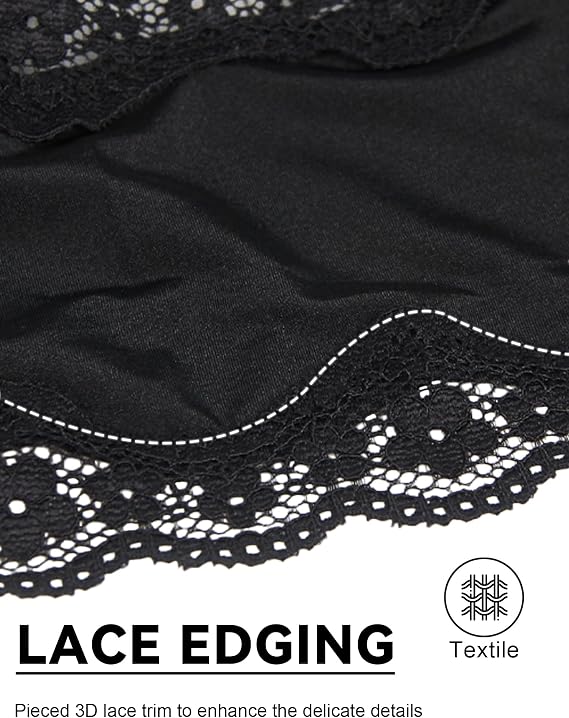 ohyeah Women Lace Trim Hipster Bikini Panties Boyshorts Cheeky Underwear