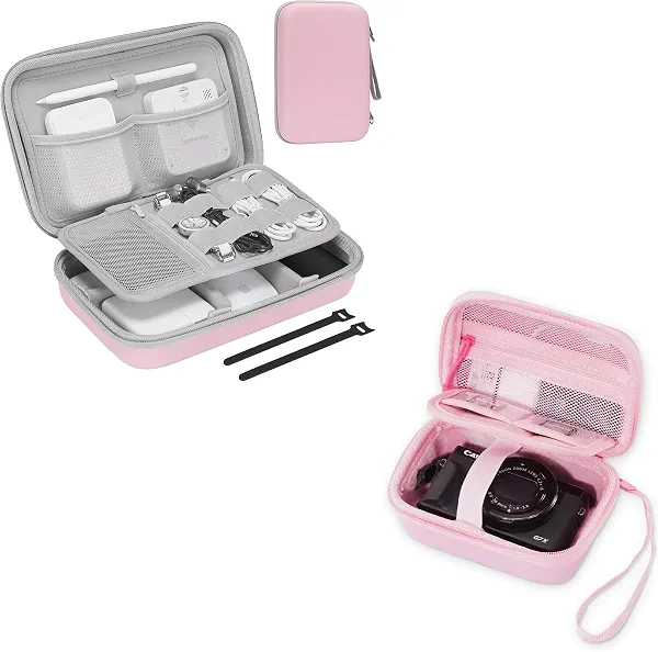 ProCase Hard Shell Digital Camera Case for Canon G7X Mark III Mark II Bundle Hard Travel Electronic Organizer Case for MacBook Power Adapter Chargers Cables Power Bank