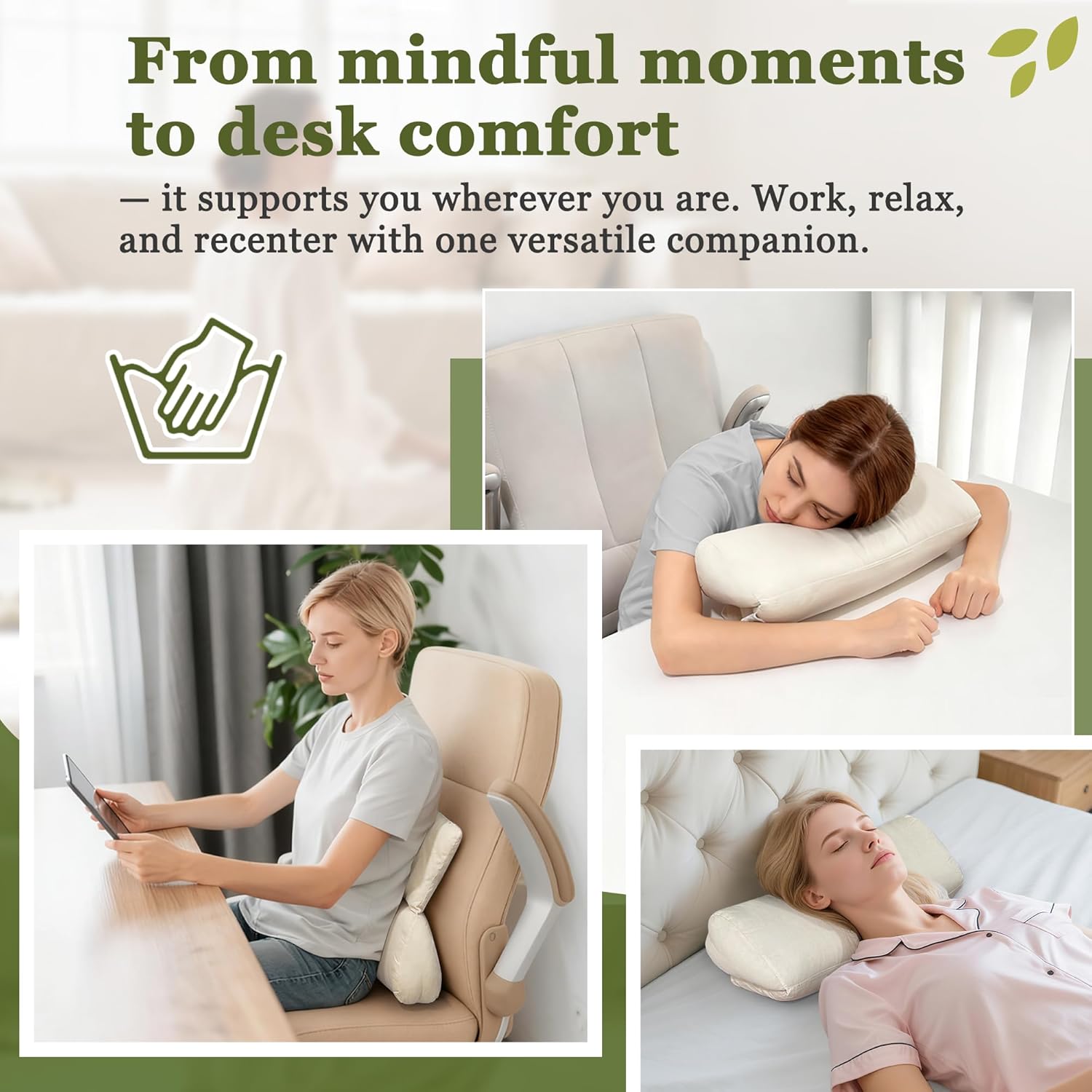 Meditation Cushion for Sitting on Floor Yoga Bolster Meditation Pillow Foldable and Multifunctional Floor Seat Cushions Ergonomics Tailbone Support Mat - Organic Cotton Cover