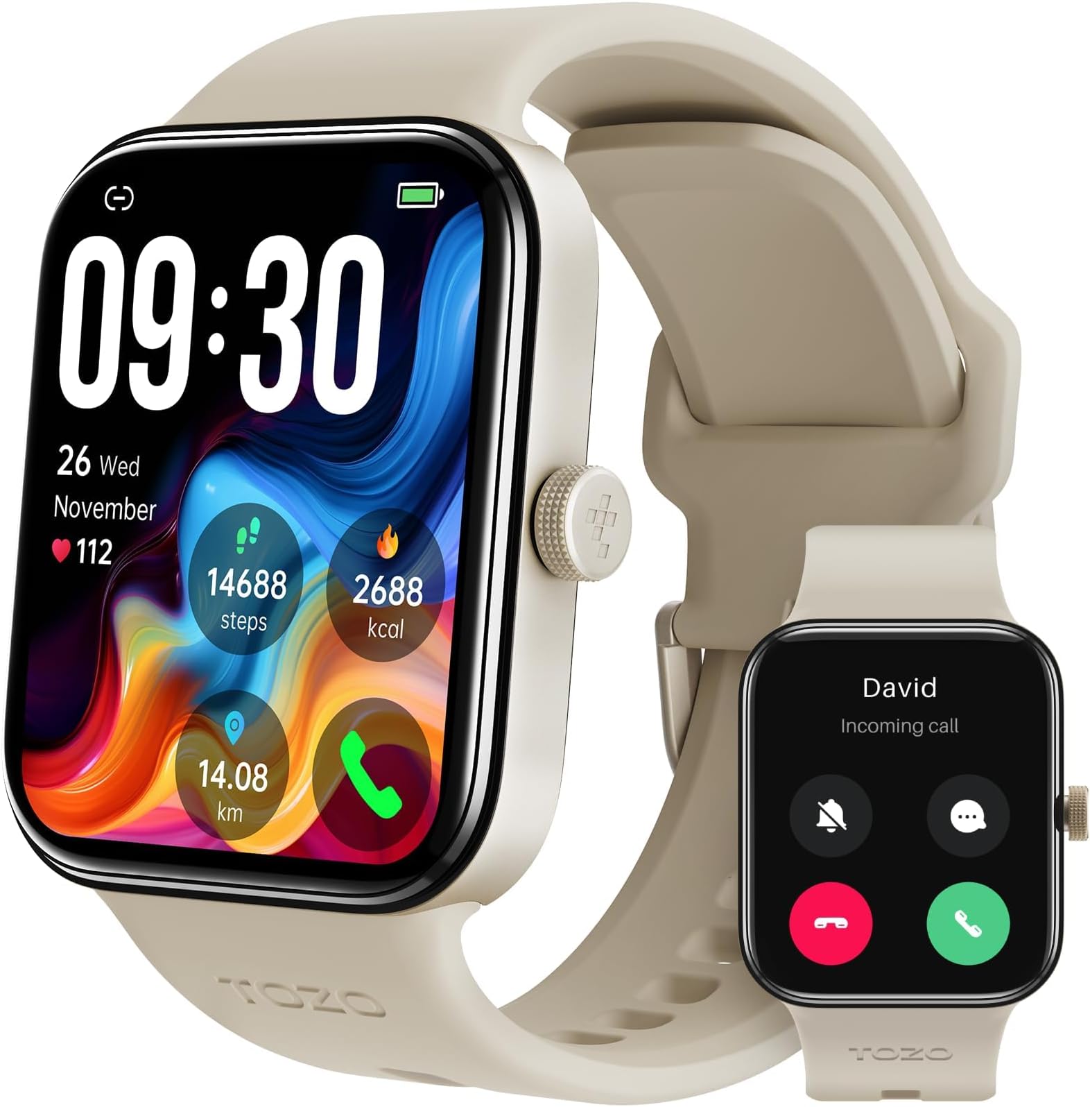 S4 AcuFit One Smart Watch 1.78" AMOLED Screen for Men Women, Bluetooth Call Dial Fitness Tracker, Heart Rate and Blood Oxygen, Sleep Monitor, IP68 Waterproof, Workout for iOS Android, Gold