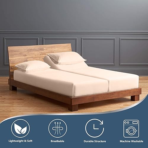 Vista 65 de Juego de sábanas divididas tamaño Queen ajustable, bolsillo extra profundo de 28 pulgadas, 800 hilos, 100% algodón egipcio