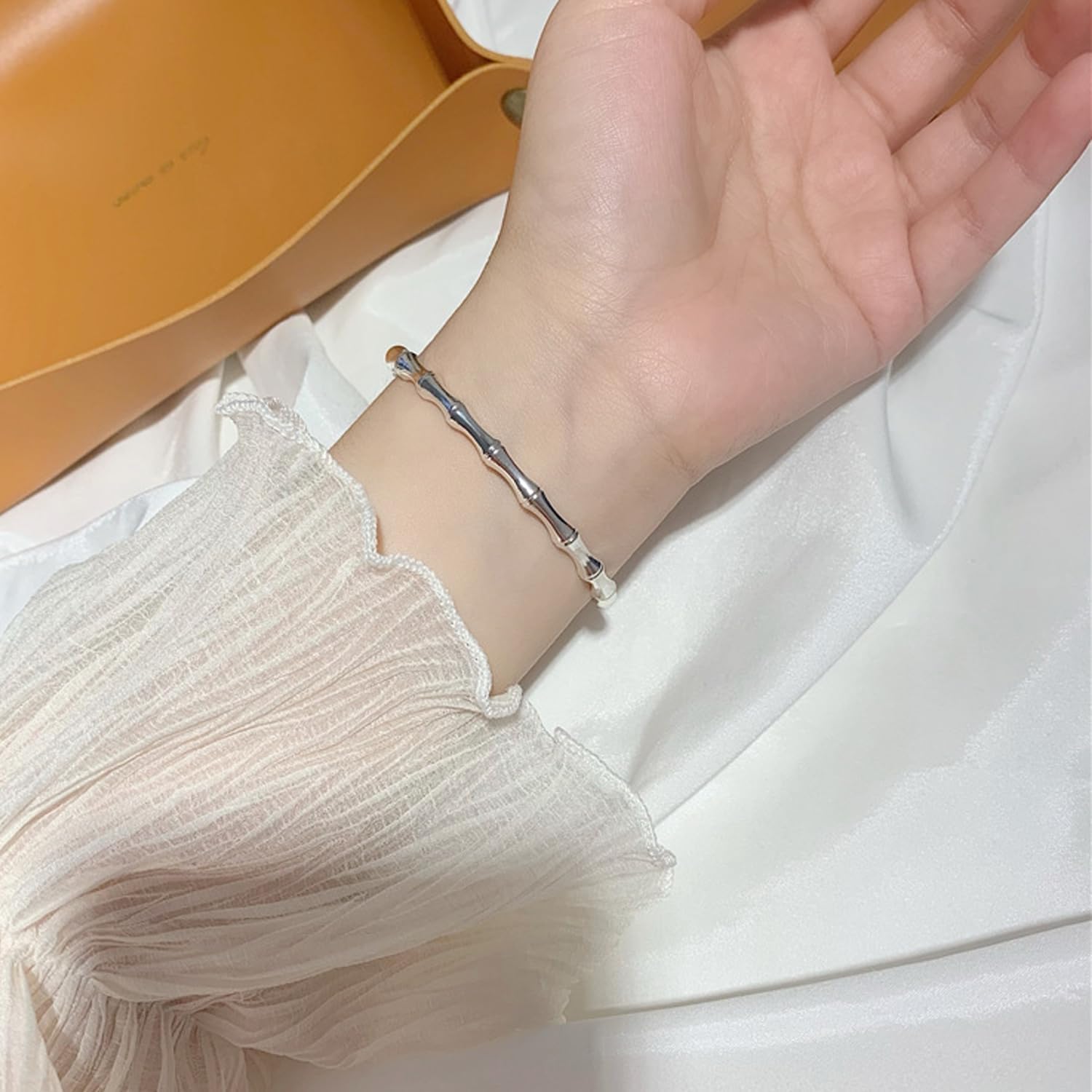 Solid 925 Sterling Silver Bracelets for Women Simple Adjustable Bangle Bracelet - Image 7