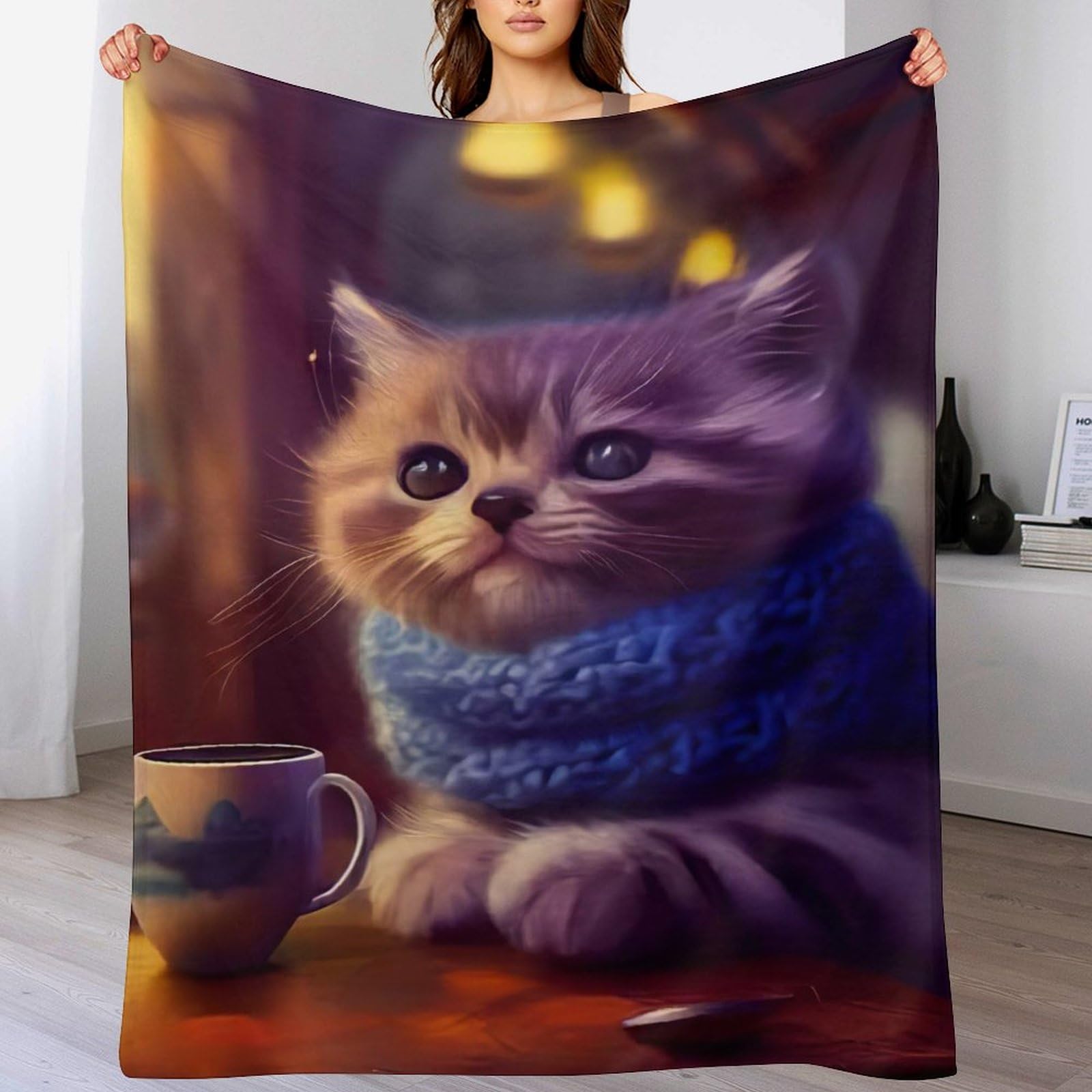 Manta de franela para gatos suave para dormitorio sofa cuatro estaciones