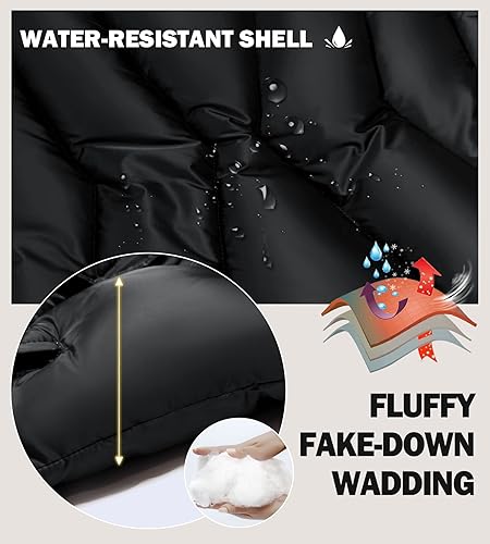 Miniatura 5 de SOLOCOTE Abrigos de invierno con capucha para niñas, chaqueta ligera con forro de sherpa, gruesa y cálida, de algodón, chaquetas brillantes