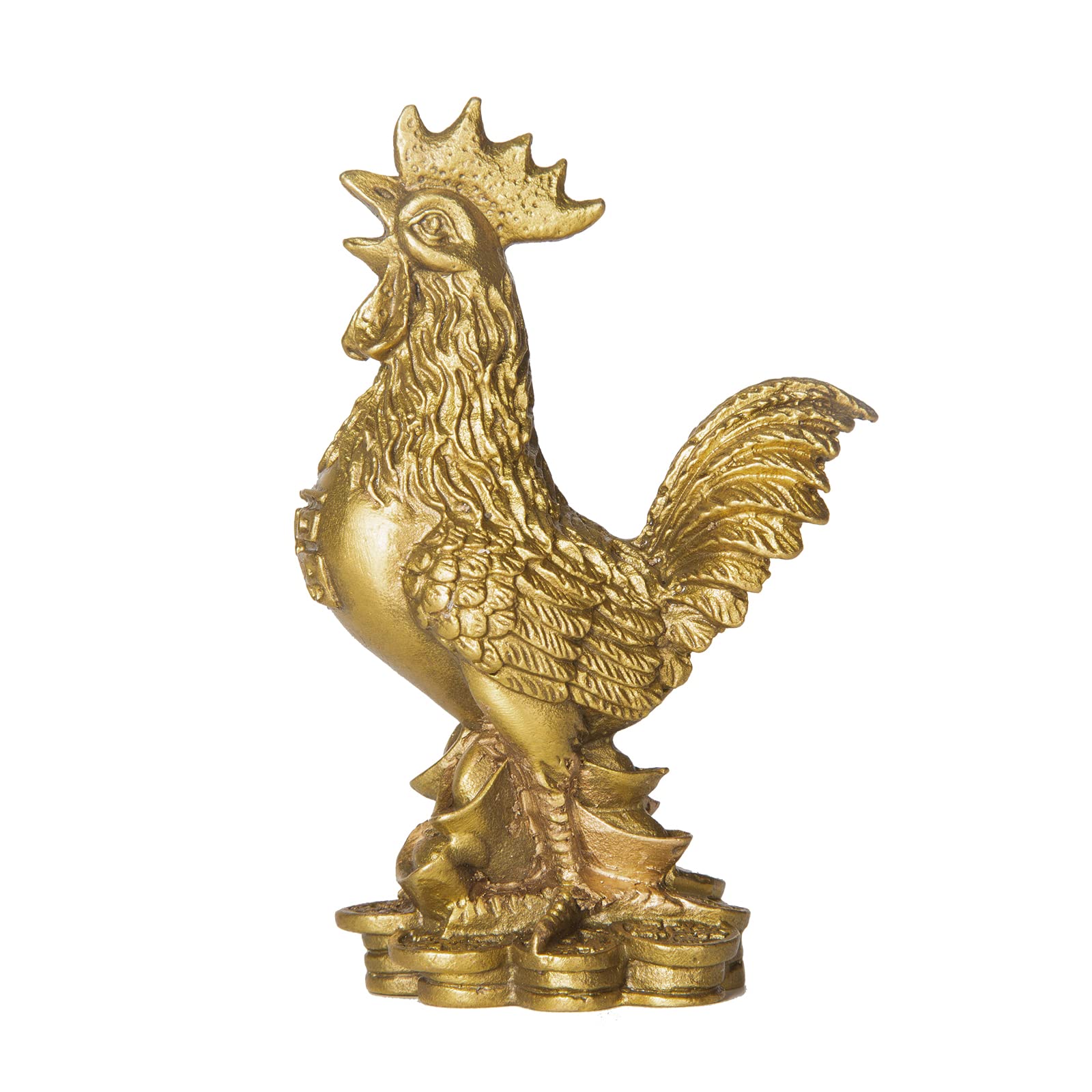 Dewin Gold Pure Brass Chicken Sculpture, Chicken Ornaments, Pure Brass Rooster Chicken Symbol Of Luck And Wealth In Geomantic Omen