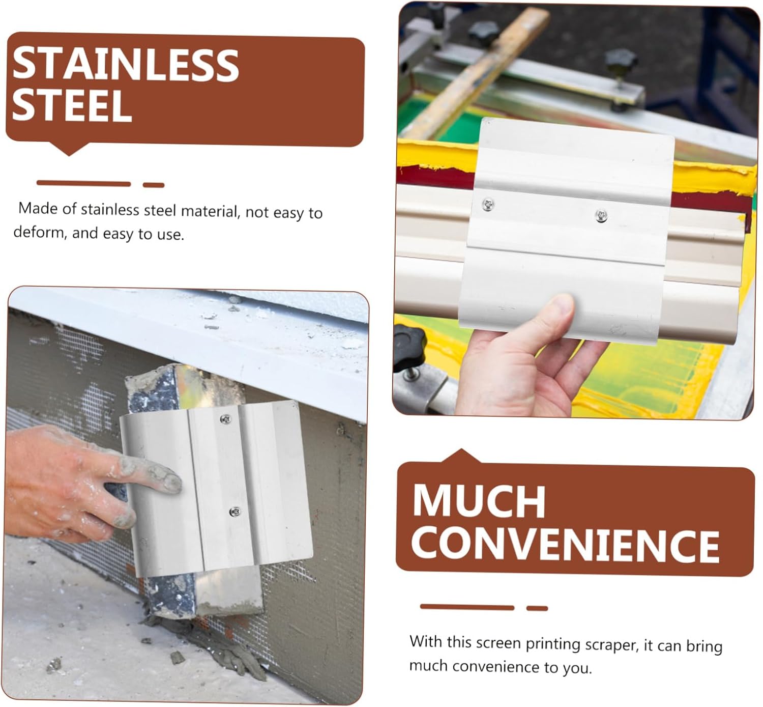 Stainless Steel Screen Printing Scraper Tool, Sturdy Metal Ink Squeegee