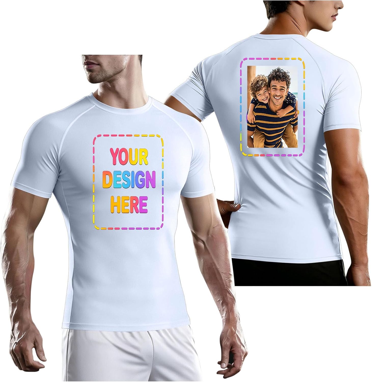 Custom Compression Shirts for Men Personalized Tight Short Sleeve Gym Tee Design Your Own Photo Text Sports Tops