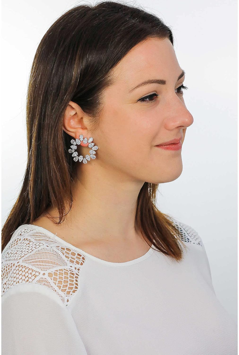 SWAROVSKI Matrix earrings, Circle, Clear, Rhodium Finish