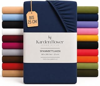 Jersey Spannbettlaken 160x200cm Dunkelblau - Spannbetttuch 100% Baumwolle, Bettlaken 160x200 Bis 25 cm Matratzenhöhe Dunkelblau