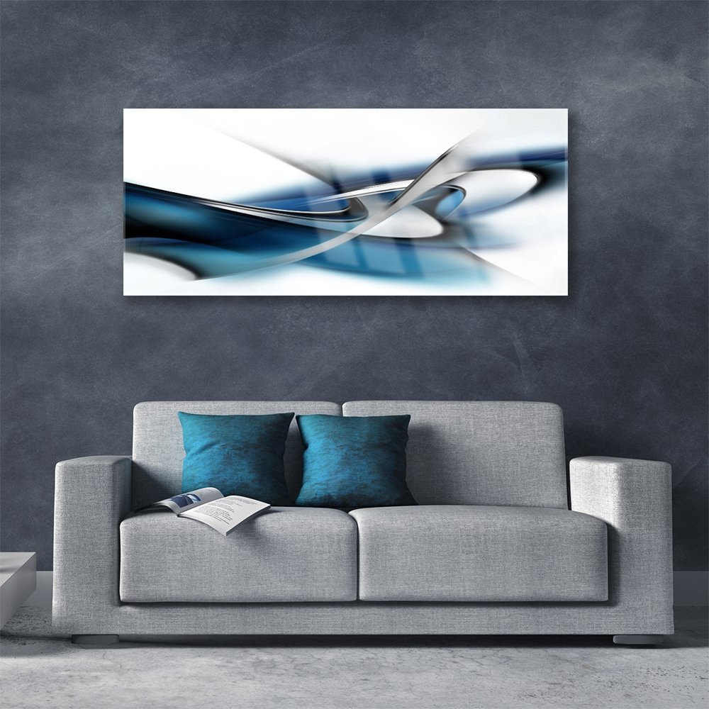 Tableau Moderne Sur Verre Trempé 125x50 Cm - Art Couloir Blanc Par Tulup