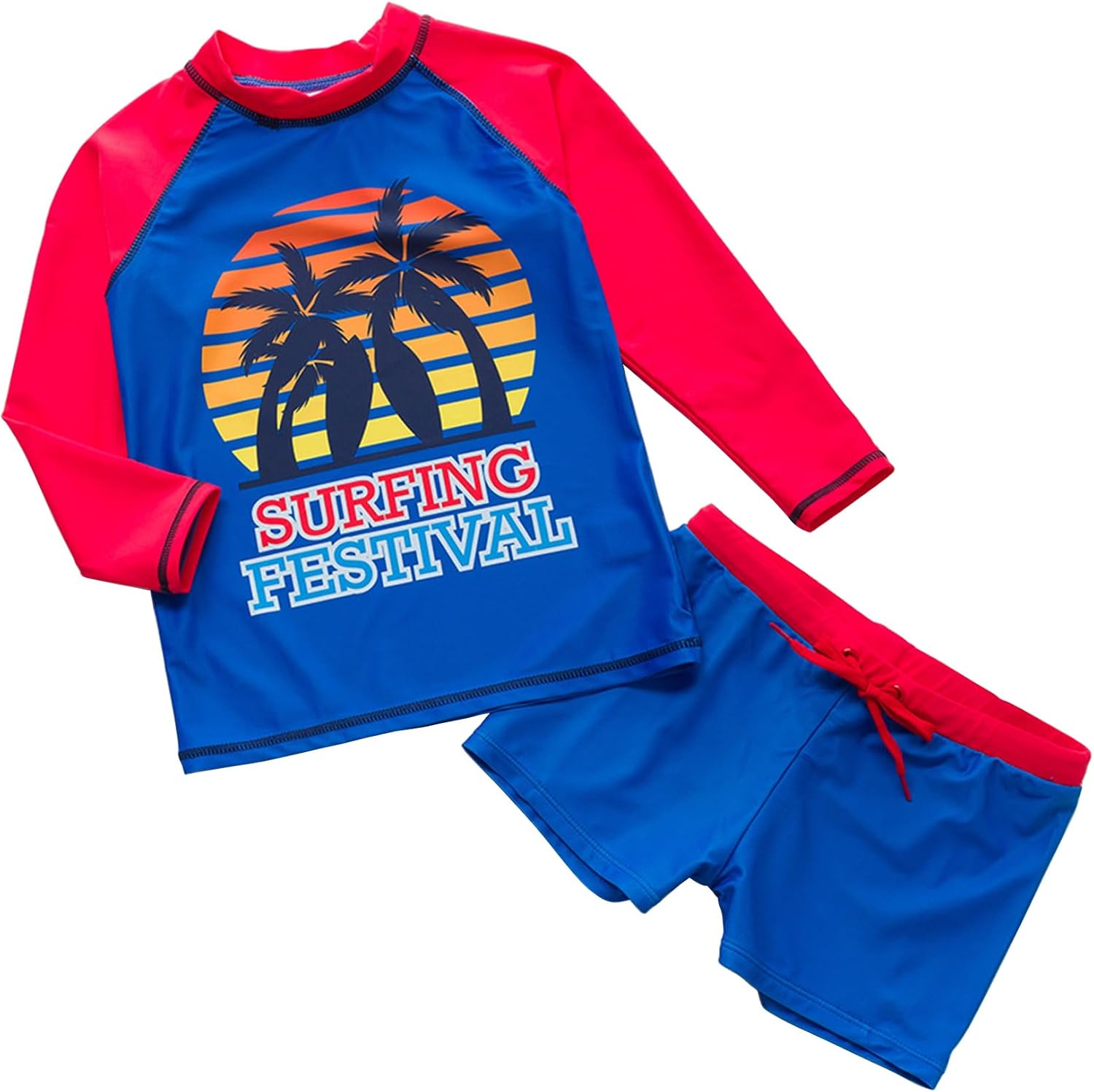 PHAYON Boys Two Piece Swimsuits Long Sleeve Rashguard Swimwear Boy's Bathing Suit Trunks