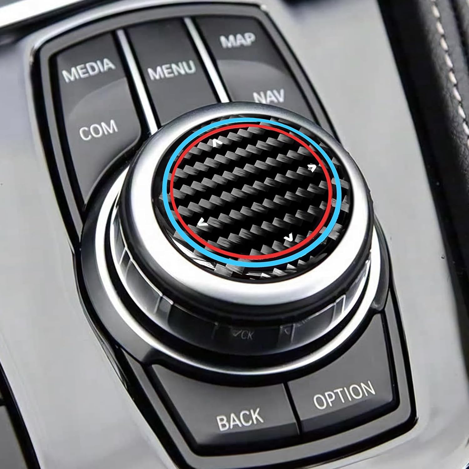 BETTERHUMZ Multimedia Knob Sticker for BMW X3 X4 X5 X6 3 4 Series F20 F30 F36 F25 F26 F15 F16 G30 G38 F01 F02 G11 G12 Carbon Fiber Center Console Interior Accessories (1.81inch)