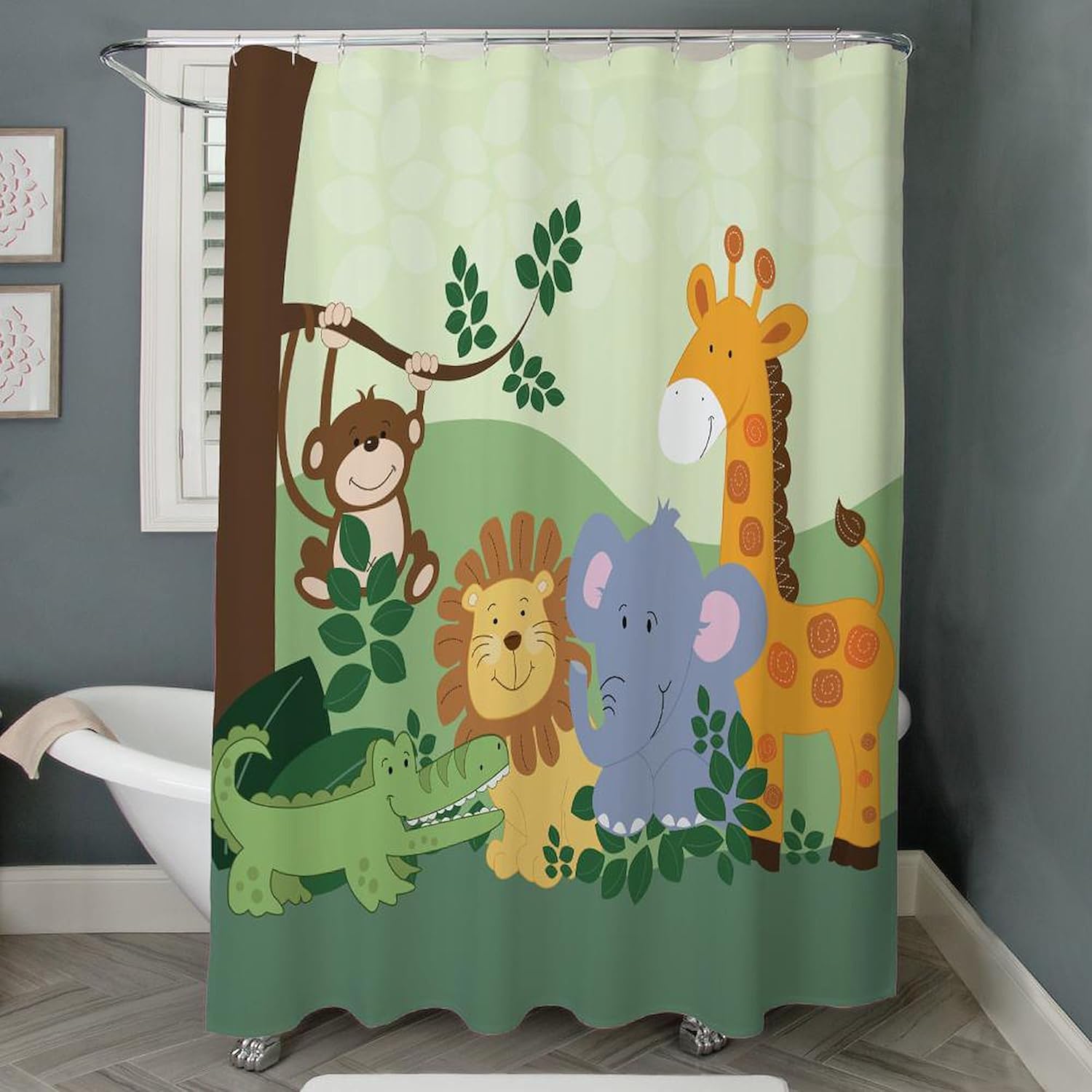 CafePress Jungle Safari Animals Decorative Fabric Shower Curtain