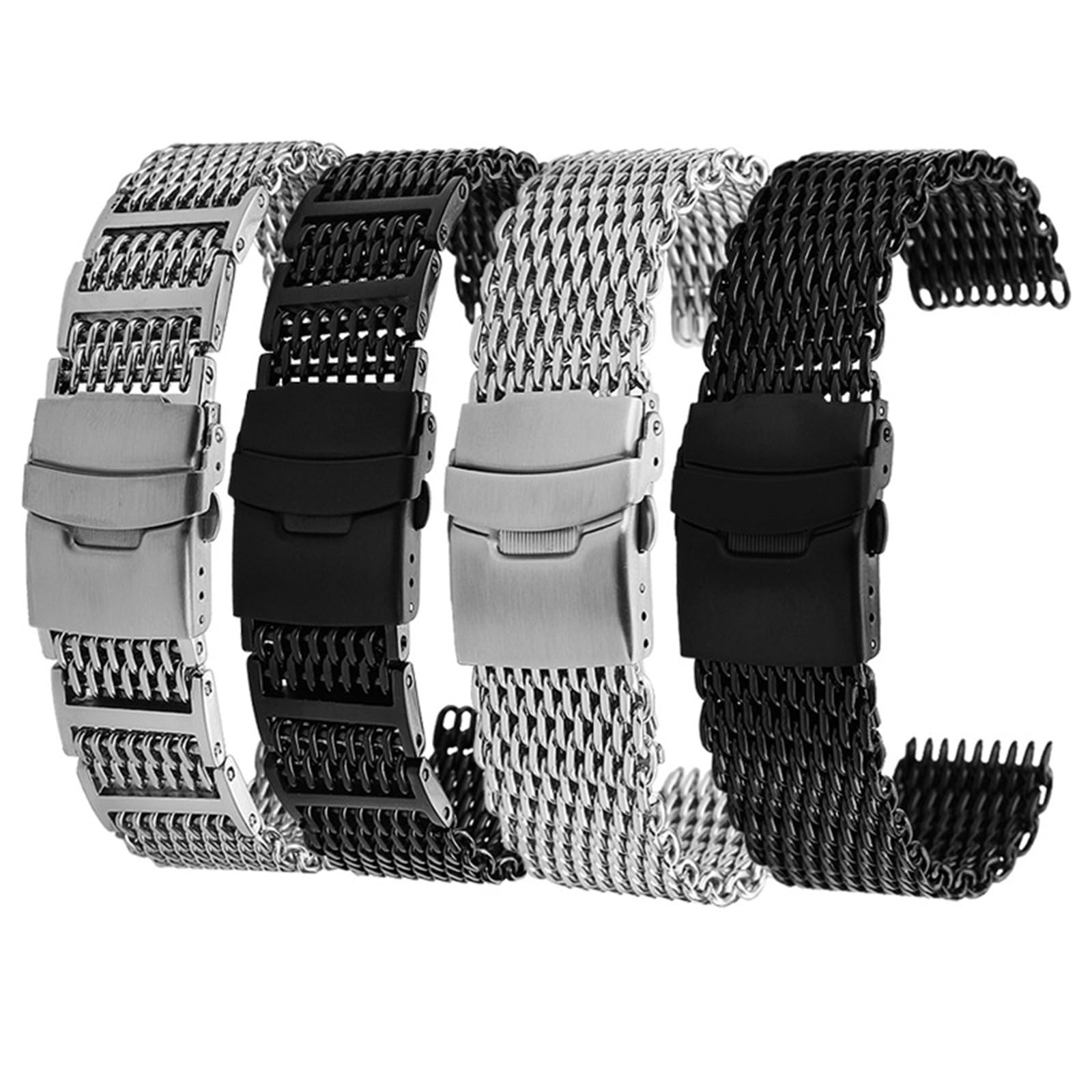Cinturino in maglia di acciaio inossidabile da uomo e donna con sgancio rapido 20 mm, 22, 24