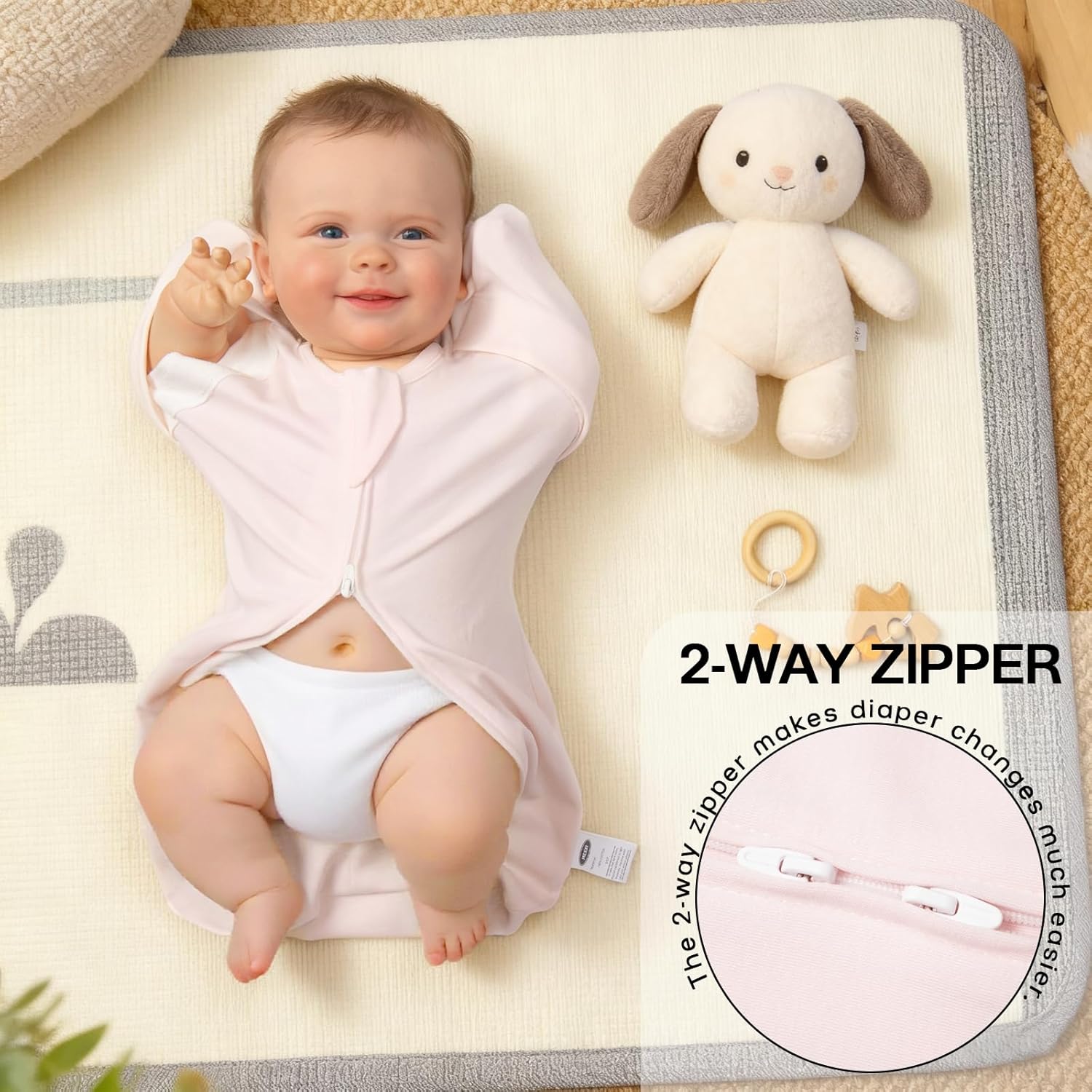 MEXXI Swaddle Baby Sleep Sack With Arms Up, 2 Pack Baby Transitional Swaddle with Double Zipper,0.5 TOG