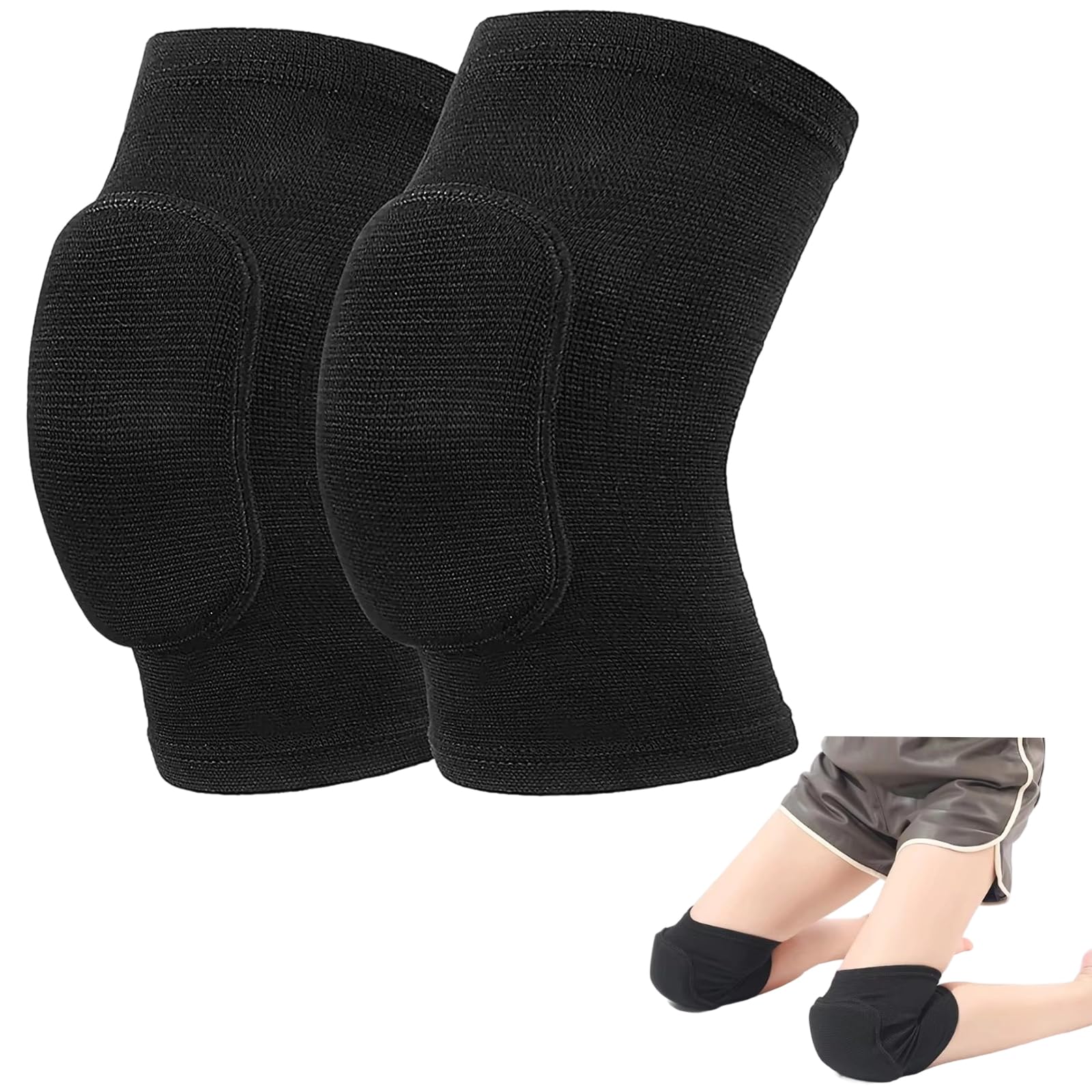 TNSOYCA 1 Pairs Stretchy Dance Knee Pads, Full Black Soft Brace Breathable Sleeve Protective for Dance Volleyball Football Yoga Tennis Cycling Jogging